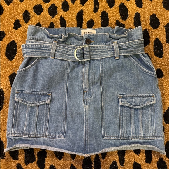 Frame Denim Denim Mini Skirt with Belt - Picture 1 of 7